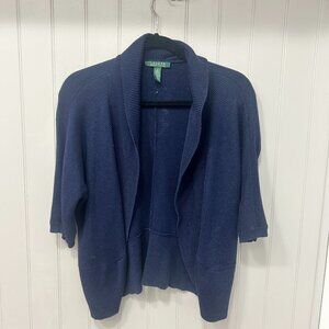 Womens medium Ralph Lauren navy short sleeve cardigan sweater